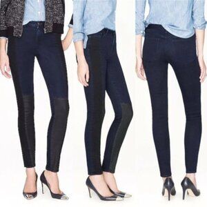 J Crew Midrise Toothpick Cigarette Skinny Colorblock Jeans Size 24 Blue Black